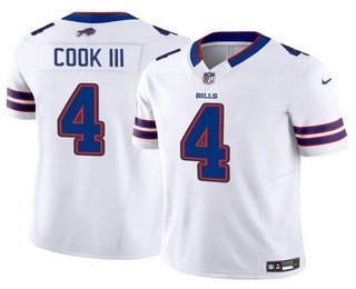 Men's Buffalo Bills #4 James Cook III Limited White FUSE Vapor Jersey
