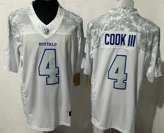 Men's Buffalo Bills #4 James Cook III Limited White Rivalries FUSE Vapor Jersey