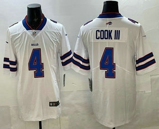 Men's Buffalo Bills #4 James Cook III Limited White Vapor Jersey