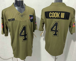 Men's Buffalo Bills #4 James Cook III Olive 2025 FUSE Salute to Service Limited Jersey
