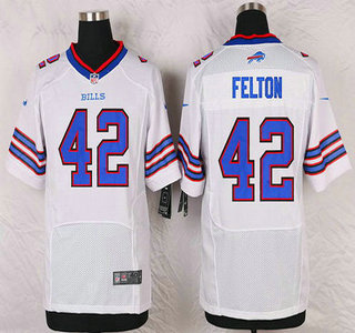 Men's Buffalo Bills #42 Jerome Felton White Road NFL Nike Elite Jersey