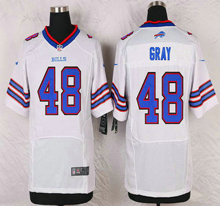 Men's Buffalo Bills #48 MarQueis Gray White Road NFL Nike Elite Jersey