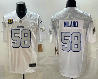 Men's Buffalo Bills #58 Matt Milano Limited White C Patch Rivalries FUSE Vapor Stitched Jersey