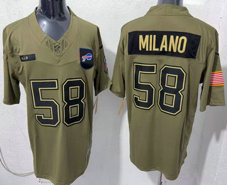 Men's Buffalo Bills #58 Matt Milano Olive 2025 FUSE Salute to Service Limited Jersey