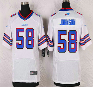 Men's Buffalo Bills #58 Randell Johnson White Road NFL Nike Elite Jersey