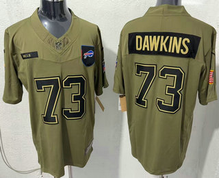 Men's Buffalo Bills #73 Dion Dawkins Olive 2025 FUSE Salute to Service Limited Jersey