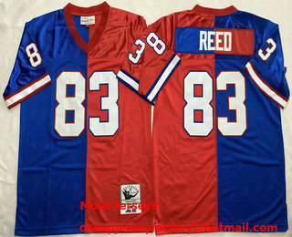 Men's Buffalo Bills #83 Andre Reed Blue Red Split 1990 Throwback Jersey