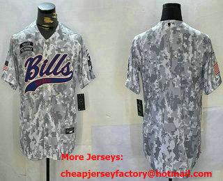 Men's Buffalo Bills Blank Arctic Camo 2024 Salute to Service Stitched Baseball Jersey