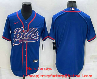 Men's Buffalo Bills Blank Blue Stitched MLB Cool Base Nike Baseball Jersey