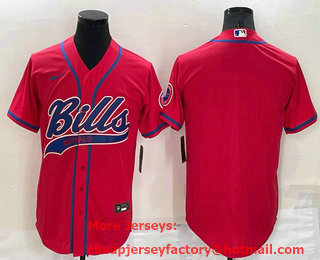 Men's Buffalo Bills Blank Red Stitched MLB Cool Base Nike Baseball Jersey