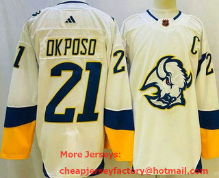 Men's Buffalo Sabres #21 Kyle Okposo White 2022 Reverse Retro Authentic Jersey