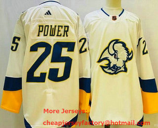 Men's Buffalo Sabres #25 Owen Power White 2022 Reverse Retro Authentic Jersey