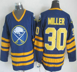 Men's Buffalo Sabres #30 Ryan Miller 1983-84 Navy Blue CCM Vintage Throwback Jersey