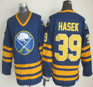Men's Buffalo Sabres #39 Dominik Hasek 1983-84 Navy Blue CCM Vintage Throwback Jersey