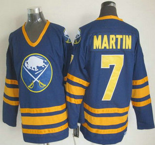 Men's Buffalo Sabres #7 Rick Martin 1983-84 Navy Blue CCM Vintage Throwback Jersey
