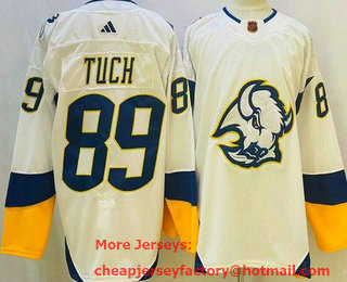Men's Buffalo Sabres #89 Alex Tuch White 2022 Reverse Retro Authentic Jersey
