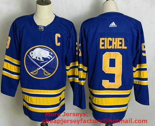 Men's Buffalo Sabres #9 Jack Eichel Blue Adidas 2020-21 Alternate Authentic Player NHL Jersey