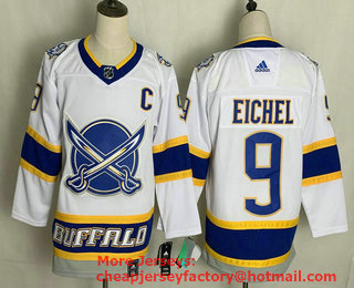 Men's Buffalo Sabres #9 Jack Eichel White 2021 Retro Stitched NHL Jersey