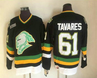 Men's CHL London Knights #61 John Tavares Hockey Black Jersey