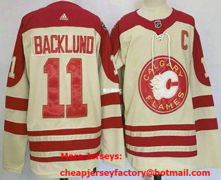 Men's Calgary Flames #11 Mikael Backlund Cream 2023 Heritage Classic Authentic Jersey