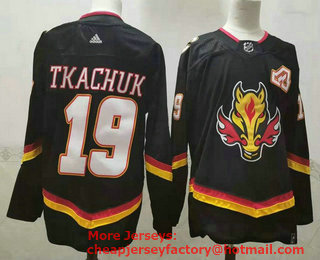 Men's Calgary Flames #19 Matthew Tkachuk Black 2021 Retro Stitched NHL Jersey