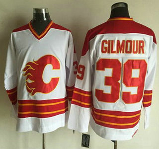 Men's Calgary Flames #39 Doug Gilmour 1980-81 White CCM Vintage Throwback Jersey