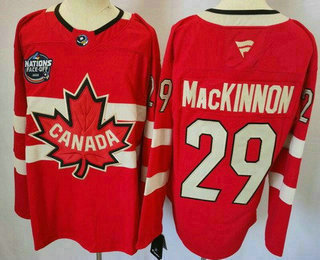 Men's Canada #29 Nathan MacKinnon Red 2025 4 Nations Face Off Authentic Jersey