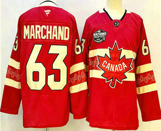 Men's Canada #63 Brad Marchand Red 2025 4 Nations Face Off Authentic Jersey