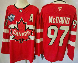 Men's Canada #97 Connor McDavid Red 2025 4 Nations Face Off Authentic Jersey