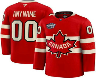 Men's Canada Customized Red 2025 4 Nations Face Off Authentic Jersey