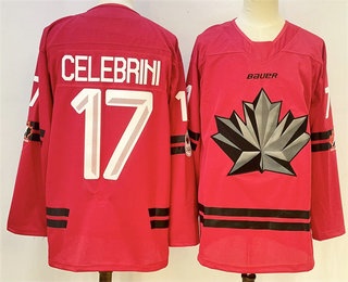 Men's Canada Hockey #17 Macklin Celebrini Red 2026 Olympics Authentic Jersey