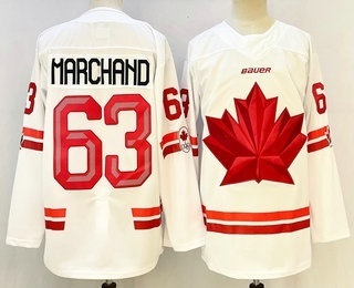 Men's Canada Hockey #63 Brad Marchand White Stitched Jersey