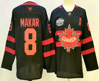 Men's Canada Hockey #7 Cale Makar Black 2025 4 Nations Face Off Authentic Jersey