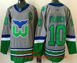 Men's Carolina Hurricanes #10 Ron Francis Gray 2021 Reverse Retro Stitched NHL Jersey