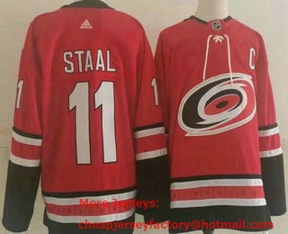 Men's Carolina Hurricanes #11 Jordan Staal Red Authentic Jersey