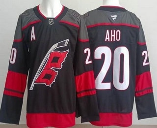 Men's Carolina Hurricanes #20 Sebastian Aho Black Authentic Jersey