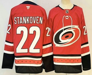 Men's Carolina Hurricanes #22 Logan Stankoven Red Authentic Jersey