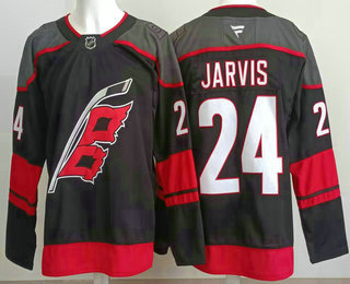 Men's Carolina Hurricanes #24 Seth Jarvis Black Authentic Jersey