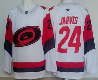Men's Carolina Hurricanes #24 Seth Jarvis White Authentic Jersey