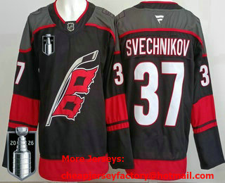 Men's Carolina Hurricanes #37 Andrei Svechnikov Black 2026 Stanley Cup Final Authentic Jersey