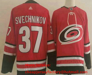 Men's Carolina Hurricanes #37 Andrei Svechnikov Red Authentic Jersey