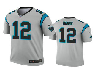 Men's Carolina Panthers #12 D.J. Moore Silver Inverted Legend Jersey