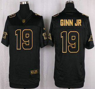 Men's Carolina Panthers #19 Ted Ginn Jr 2016 Pro Line Black Gold Collection Jersey