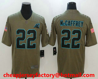 Men's Carolina Panthers #22 Christian McCaffrey Olive 2017 Salute To Service Stitched NFL Nike Limited Jersey