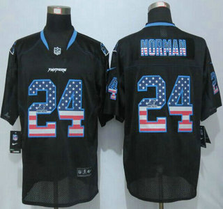 Men's Carolina Panthers #24 Josh Norman Black USA Flag Fashion NFL Nike Elite Jersey