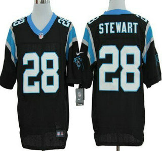 Men's Carolina Panthers #28 Jonathan Stewart Black Team Color NFL Nike Elite Jersey