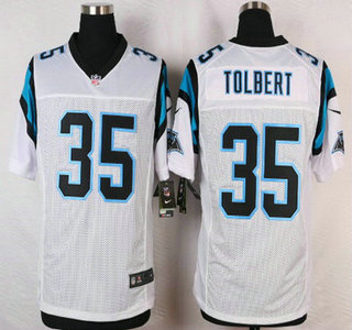 Men's Carolina Panthers #35 Mike Tolbert White Road NFL Nike Elite Jersey