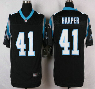 Men's Carolina Panthers #41 Roman Harper Black Team Color NFL Nike Elite Jersey