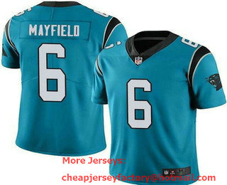 Men's Carolina Panthers #6 Baker Mayfield Limited Blue Vapor Jersey