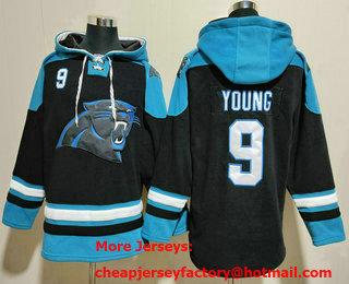 Men's Carolina Panthers #9 Bryce Young Black Ageless Must Have Lace Up Pullover Hoodie